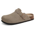 ODOLY Genuine Suede Clogs for Women Men Soft Cork Footbed Leather Mules Comfort Potato Shoes with Arch Support